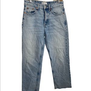 Zara High Rise Button Fly Straight Leg Jeans
